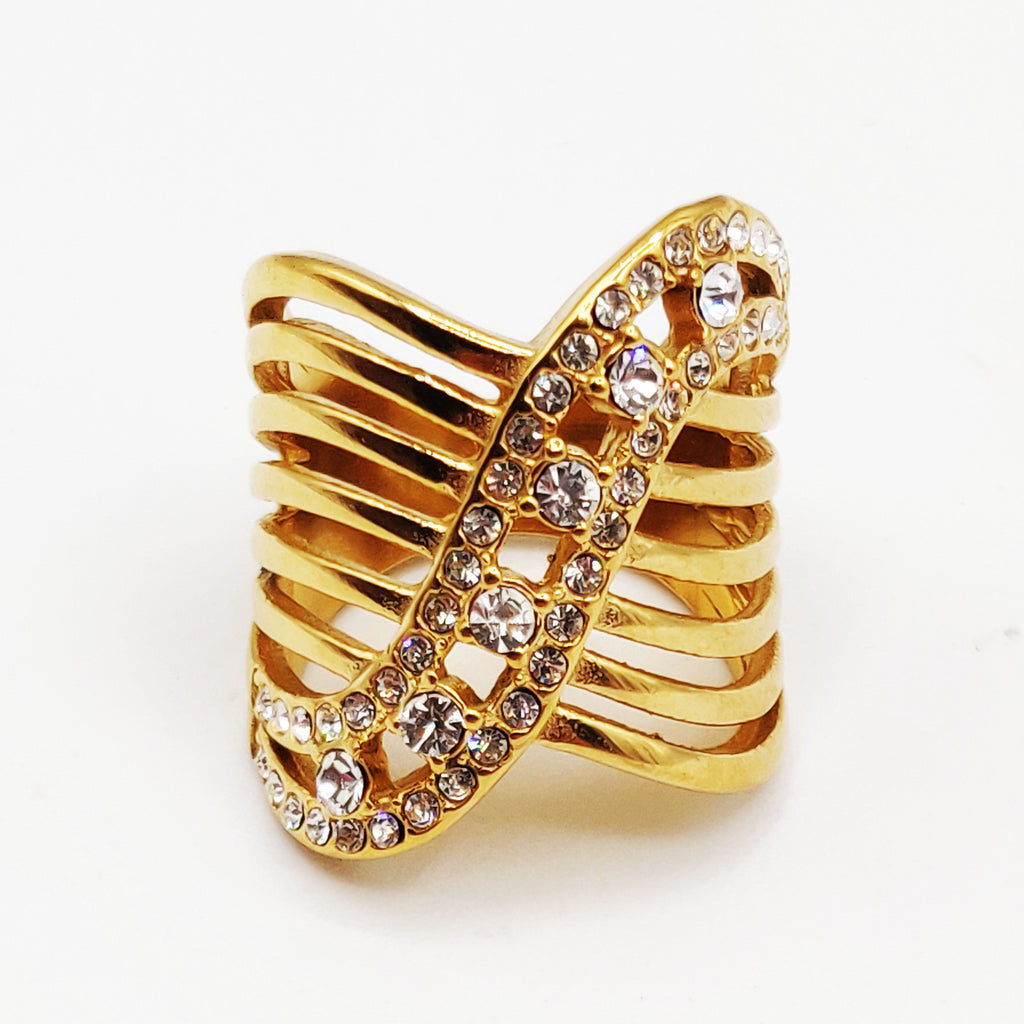 Bague Sublime Vague de Cristaux Luxe