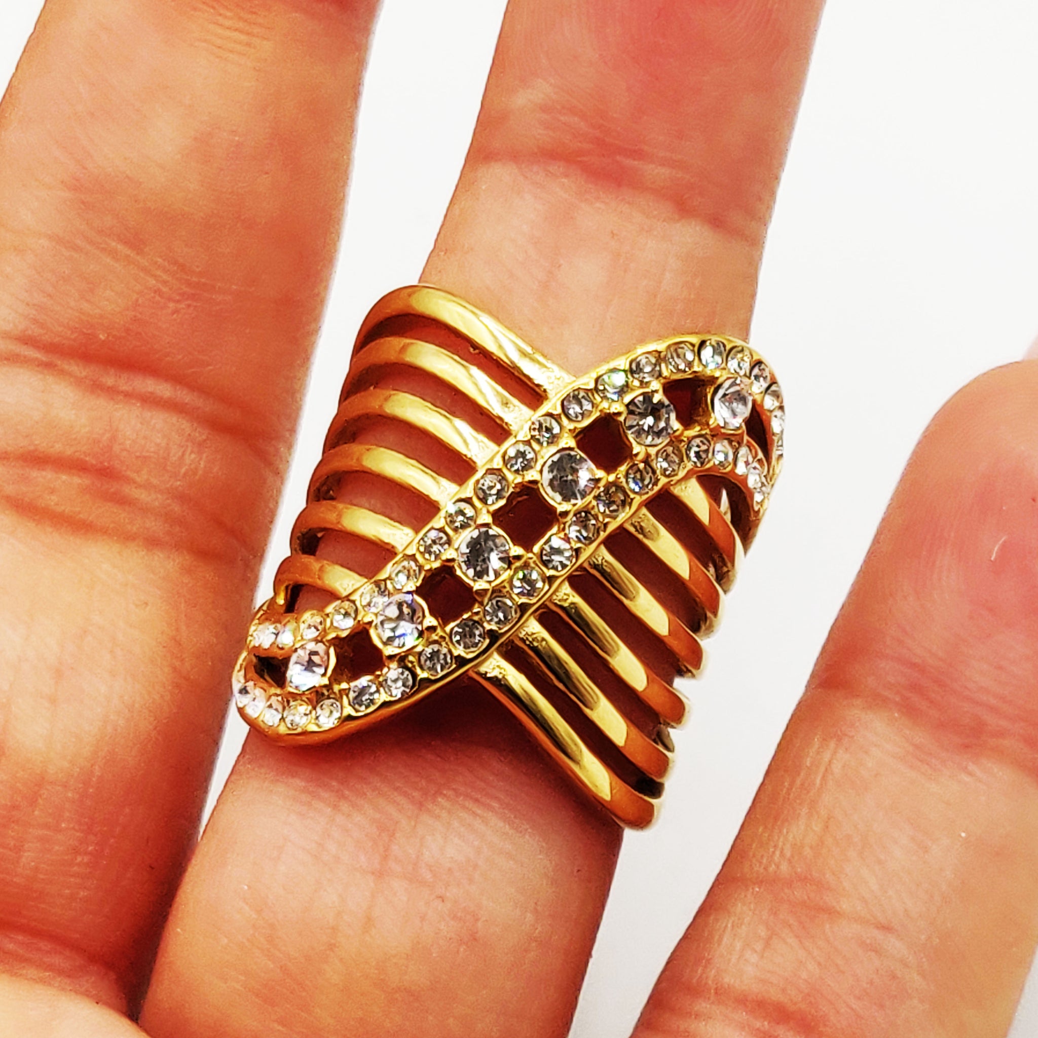 Bague Sublime Vague de Cristaux Luxe