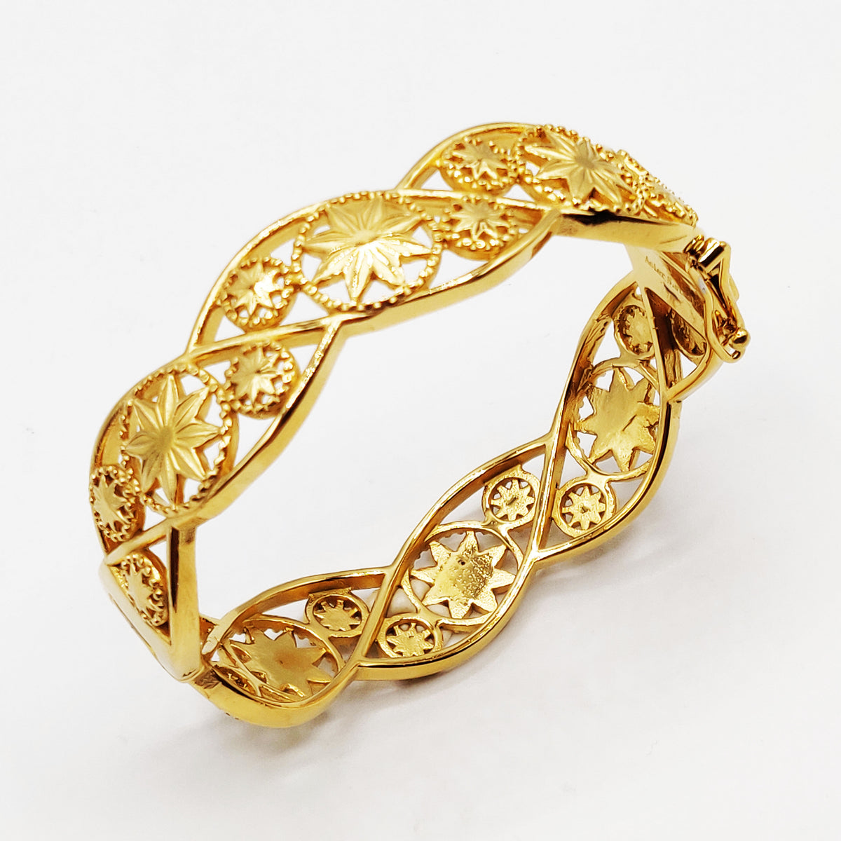 Bracelet Rigide Torsade Motifs Orientaux Étoilés Luxe