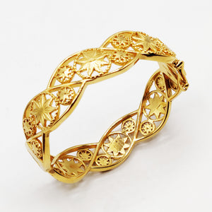 Bracelet Rigide Torsade Motifs Orientaux Étoilés Luxe
