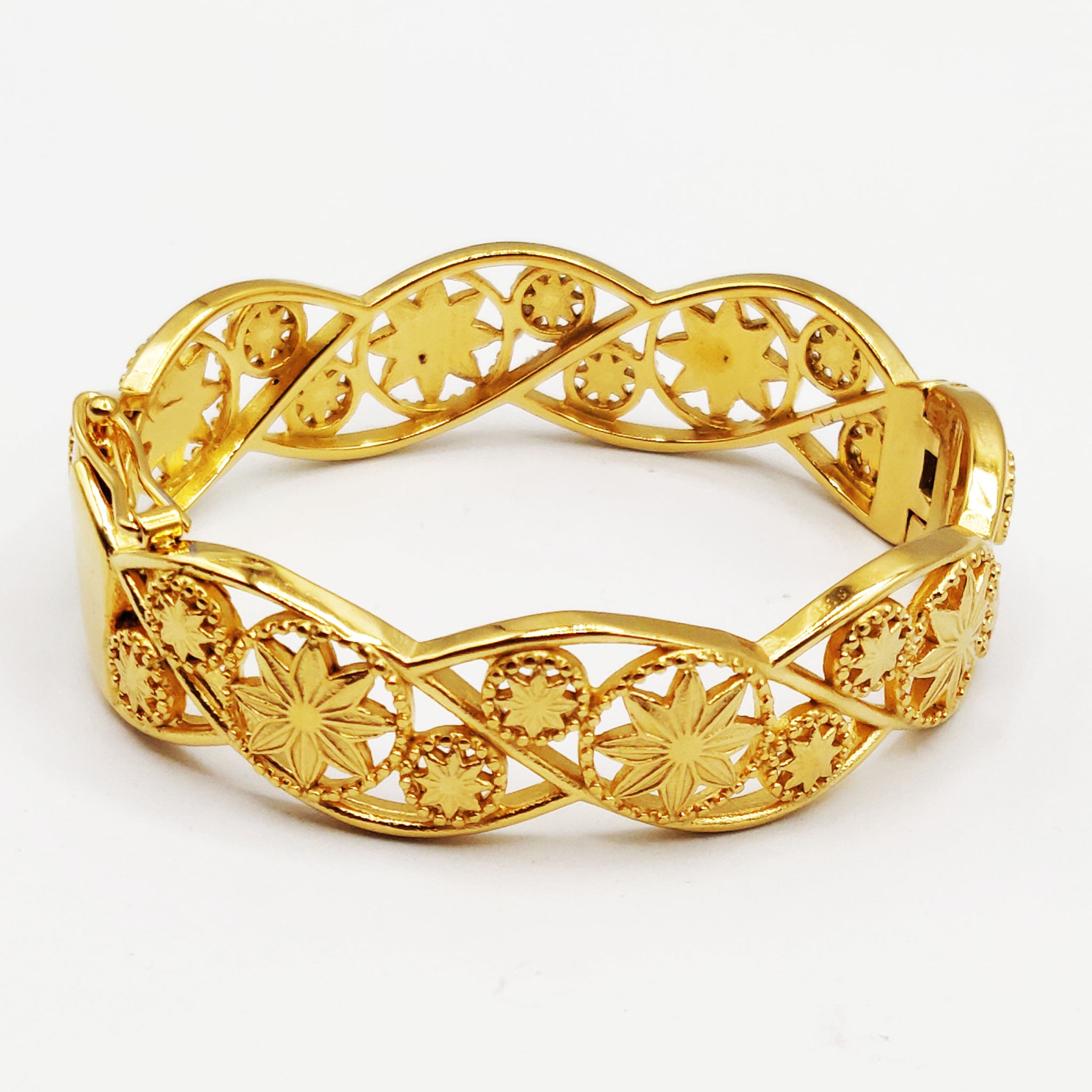 Bracelet Rigide Torsade Motifs Orientaux Étoilés Luxe