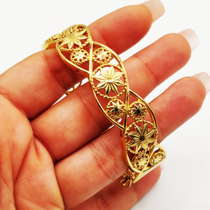 Bracelet Rigide Torsade Motifs Orientaux Étoilés Luxe