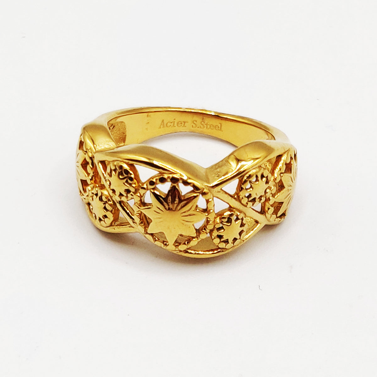 Bague Torsade Motifs Orientaux Étoilés Luxe