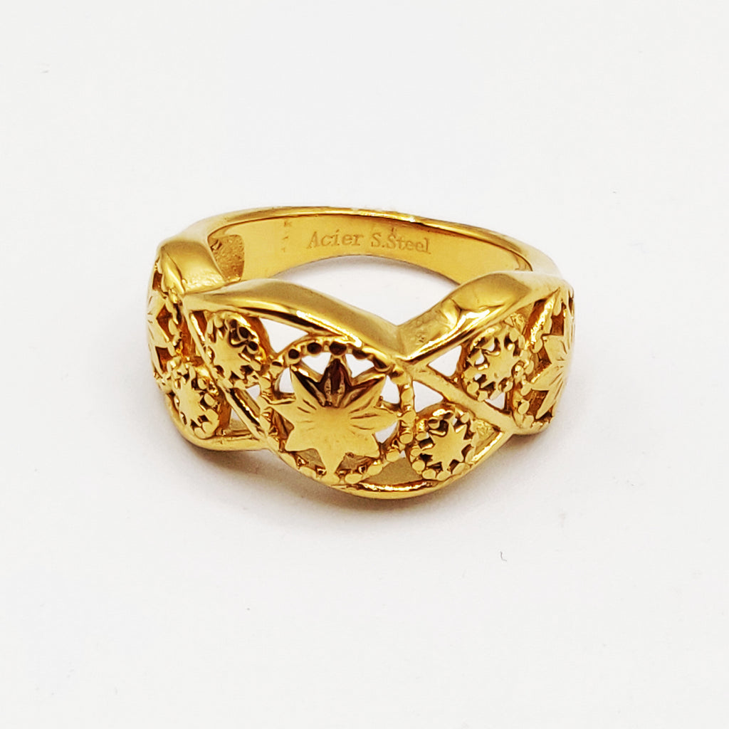 Bague Torsade Motifs Orientaux Étoilés Luxe