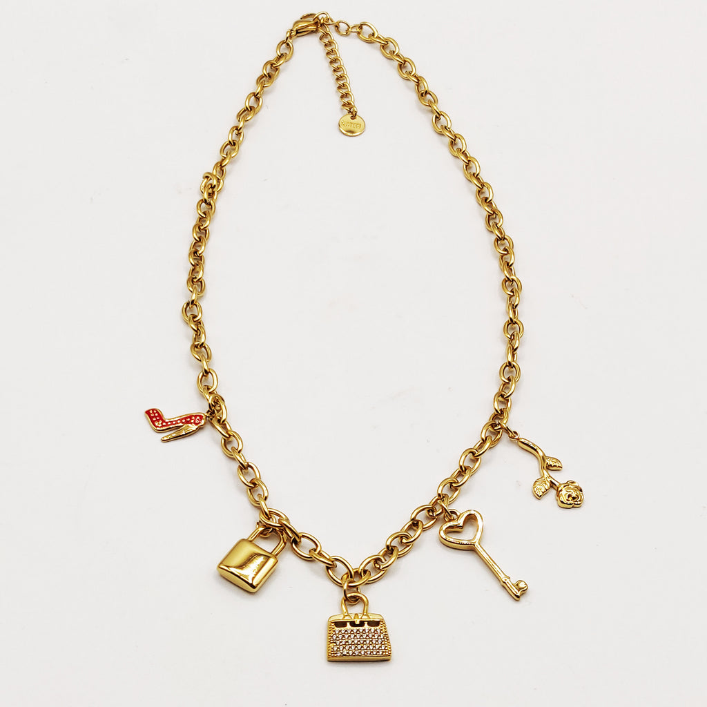 Collier Chaîne Bibelots Sac Cristaux Luxe