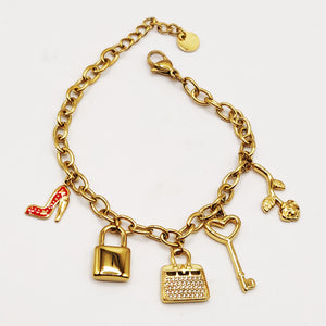 Bracelet Chaîne Bibelots Sac Cristaux Luxe