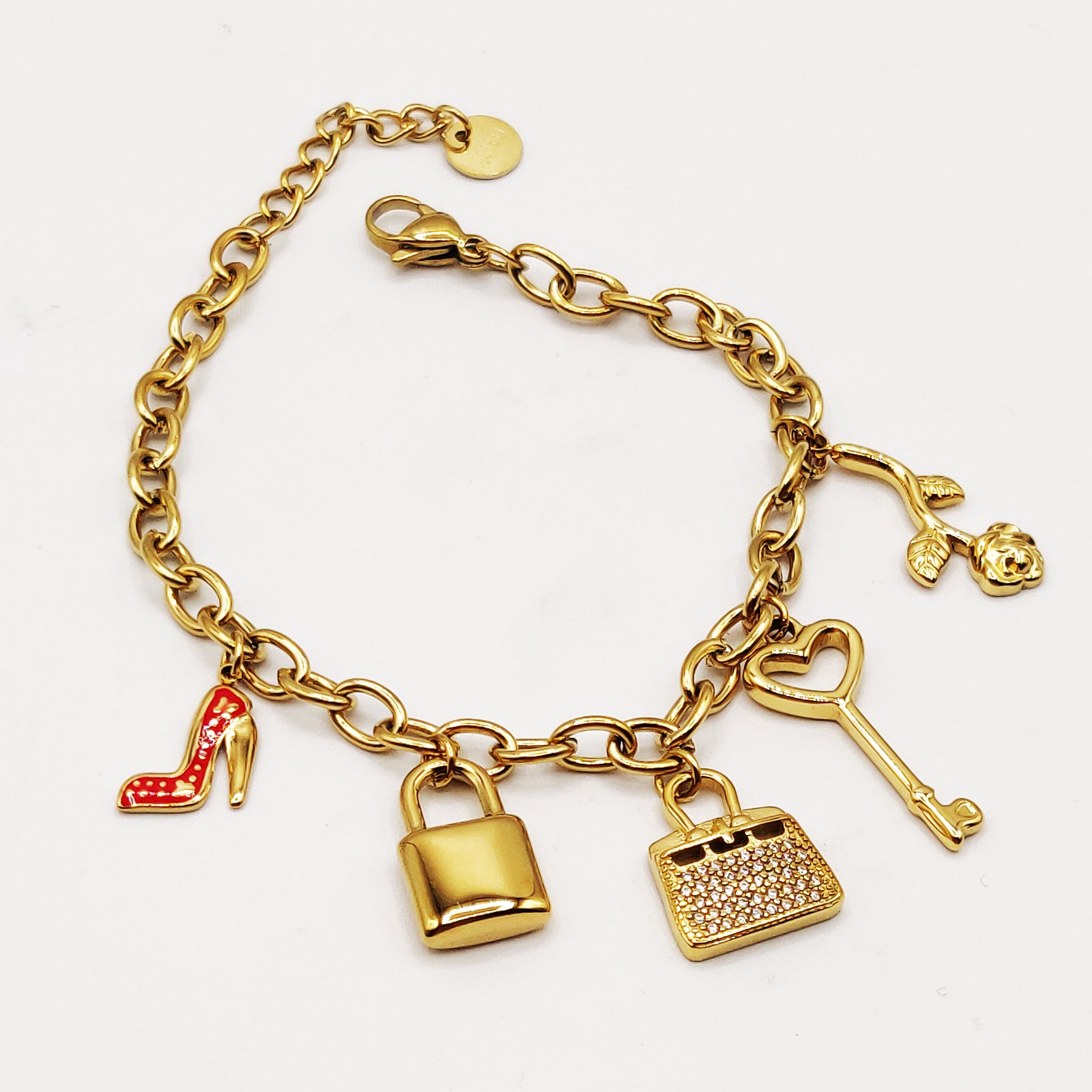 Bracelet Chaîne Bibelots Sac Cristaux Luxe
