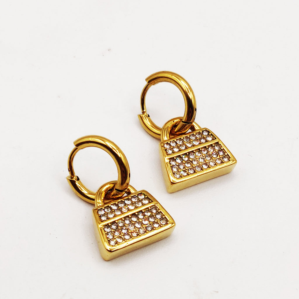 Boucles d'oreilles Chaîne Bibelots Sac Cristaux Luxe