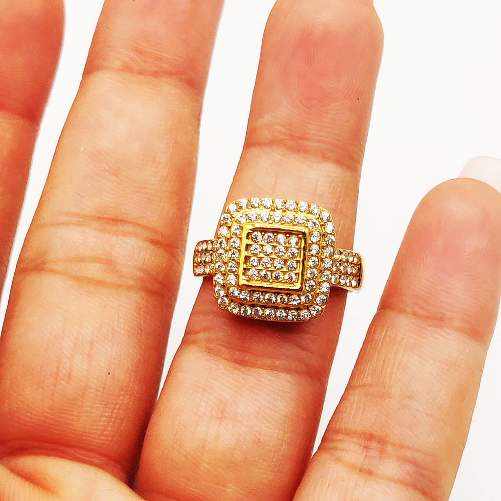 Bague Triple Carrés Full Cristaux Luxe