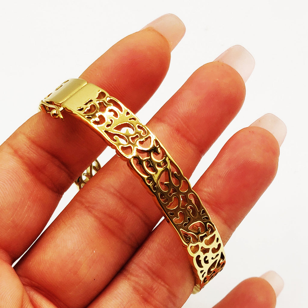 Bracelet Rigide Fin Motifs Orientaux Luxe