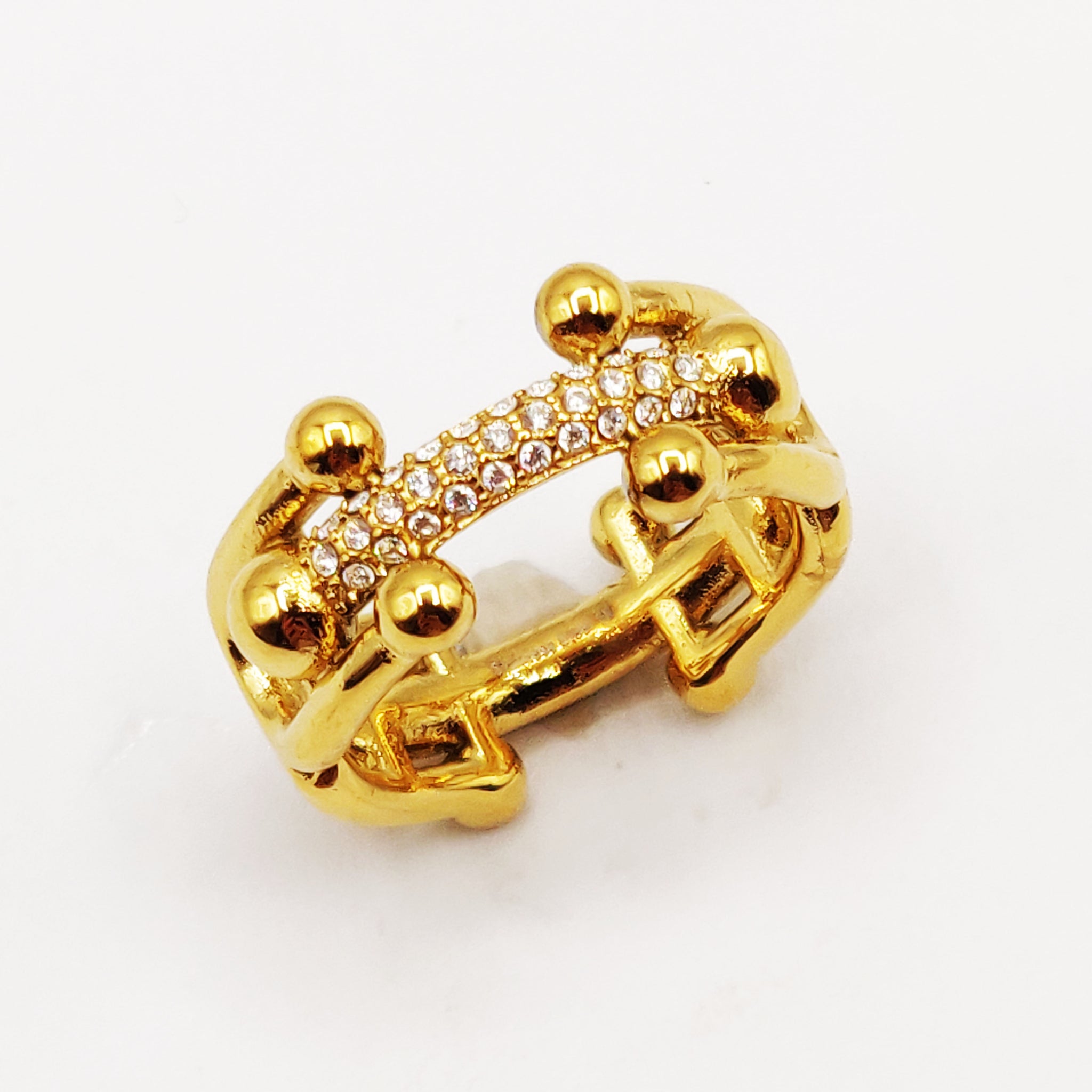 Bague T Luxe Barre Cristaux