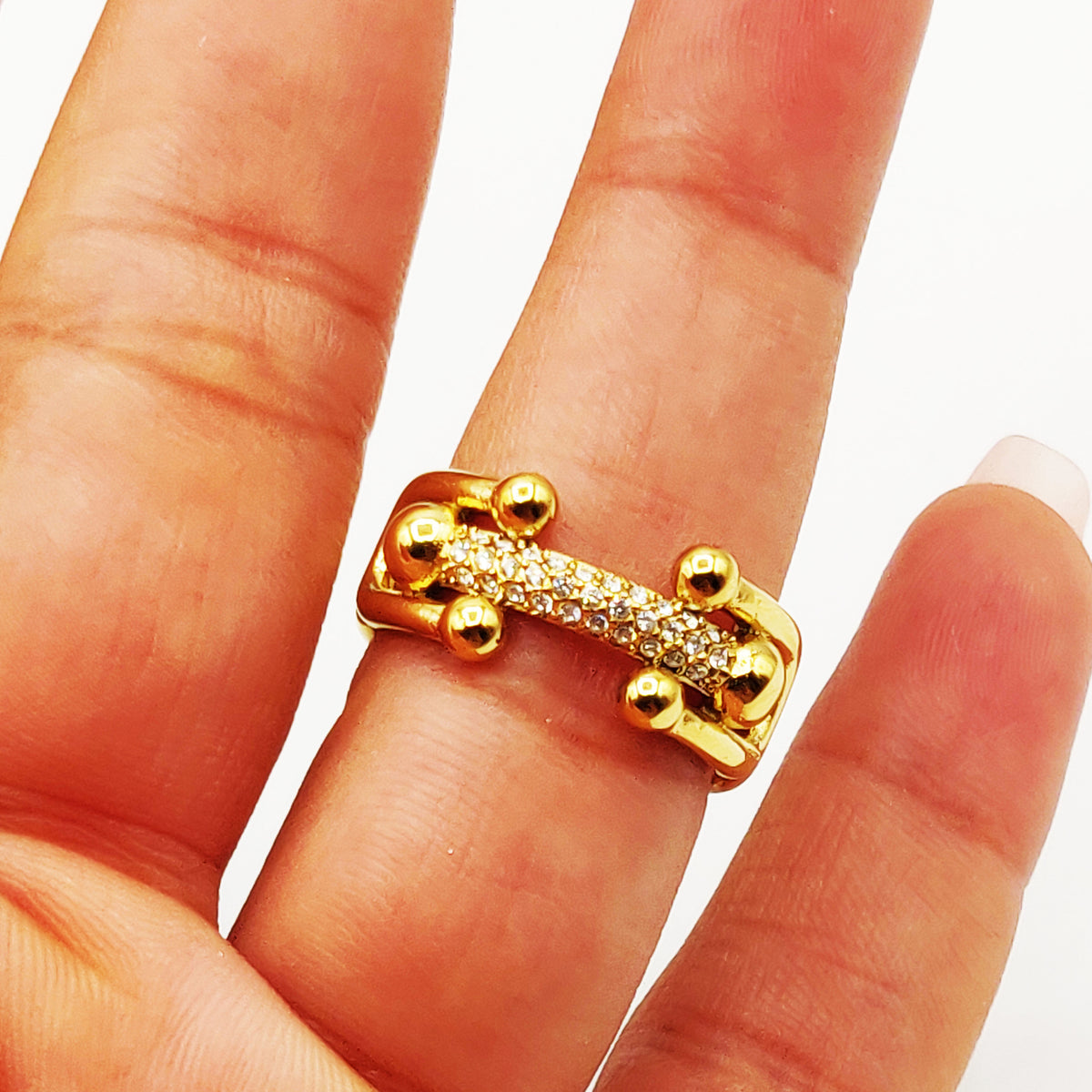Bague T Luxe Barre Cristaux
