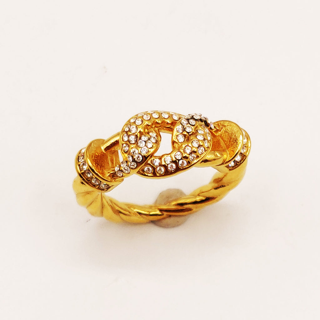 Bague Cercle Torsadé Tresse Cristaux Luxe