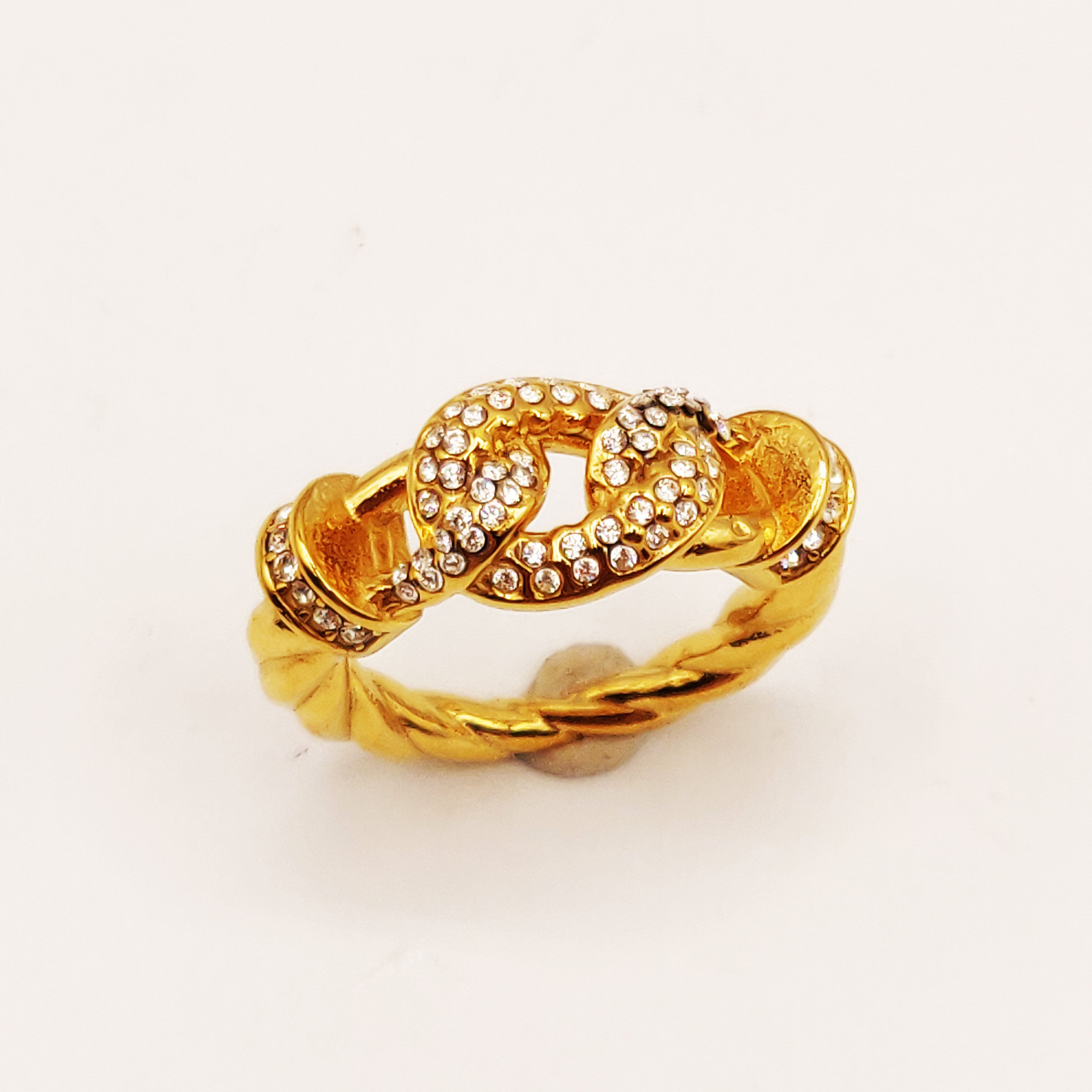 Bague Cercle Torsadé Tresse Cristaux Luxe