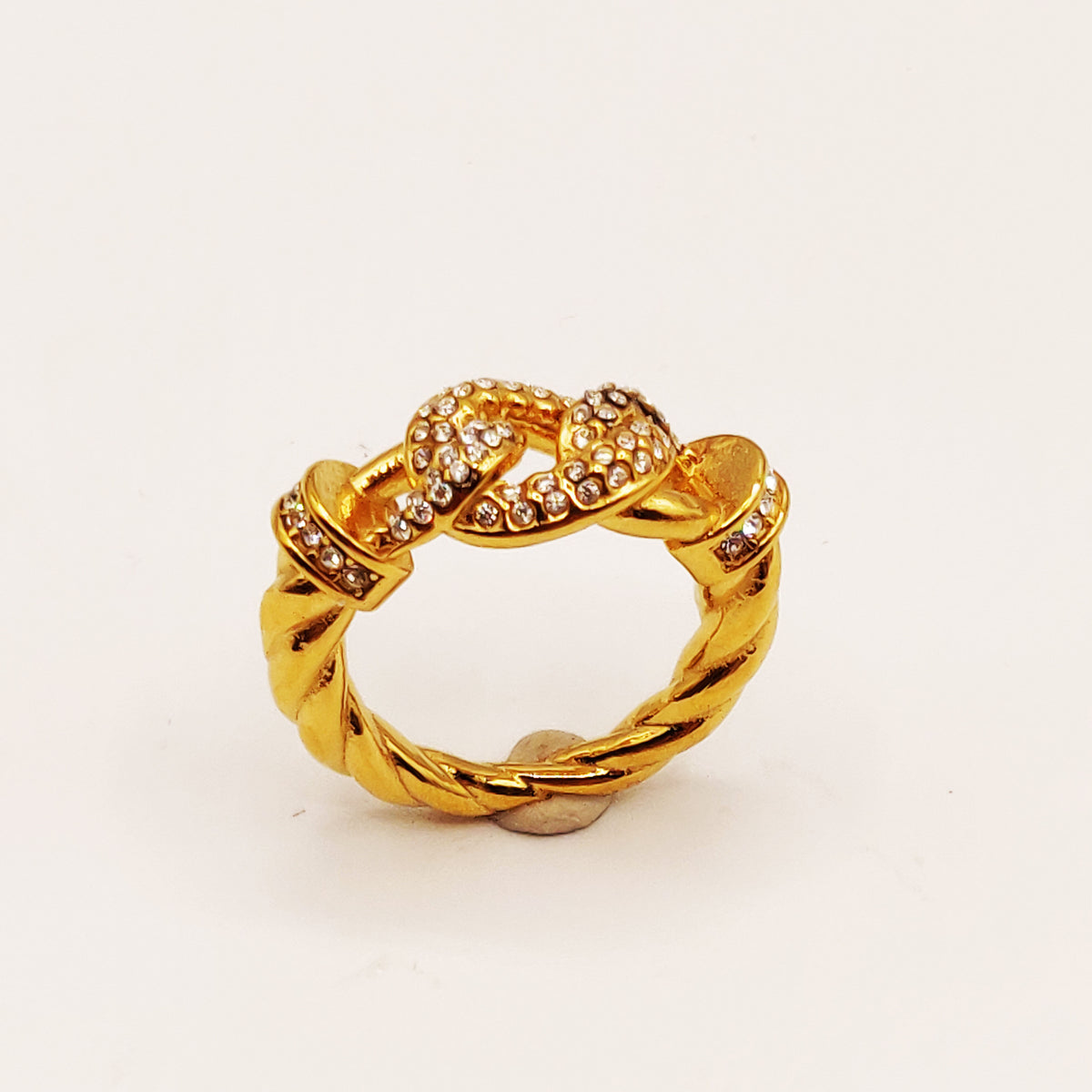 Bague Cercle Torsadé Tresse Cristaux Luxe