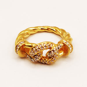 Bague Cercle Torsadé Tresse Cristaux Luxe