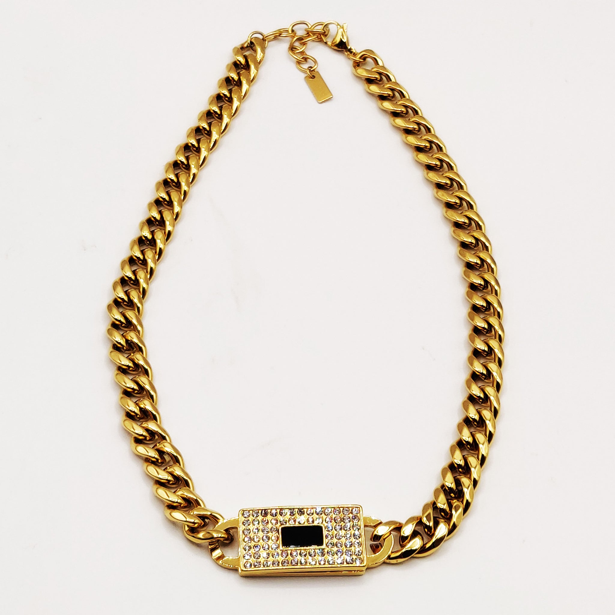 Collier Chaîne Monte Carlo Rectangle Noir Luxe