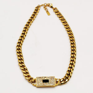 Collier Chaîne Monte Carlo Rectangle Noir Luxe
