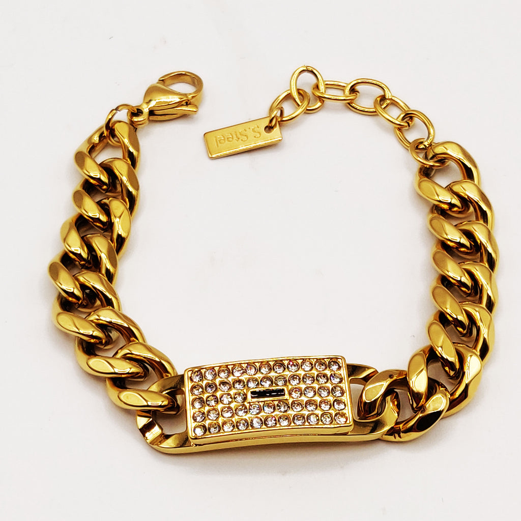 Bracelet Chaîne Monte Carlo Rectangle Noir Luxe