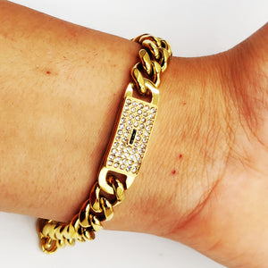 Bracelet Chaîne Monte Carlo Rectangle Noir Luxe