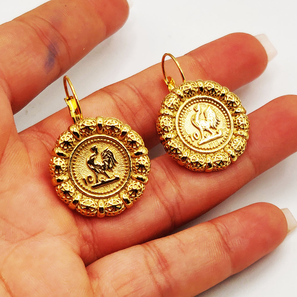 Boucles d'oreilles Chaîne Louise Coq Tour Boules Orientales Luxe
