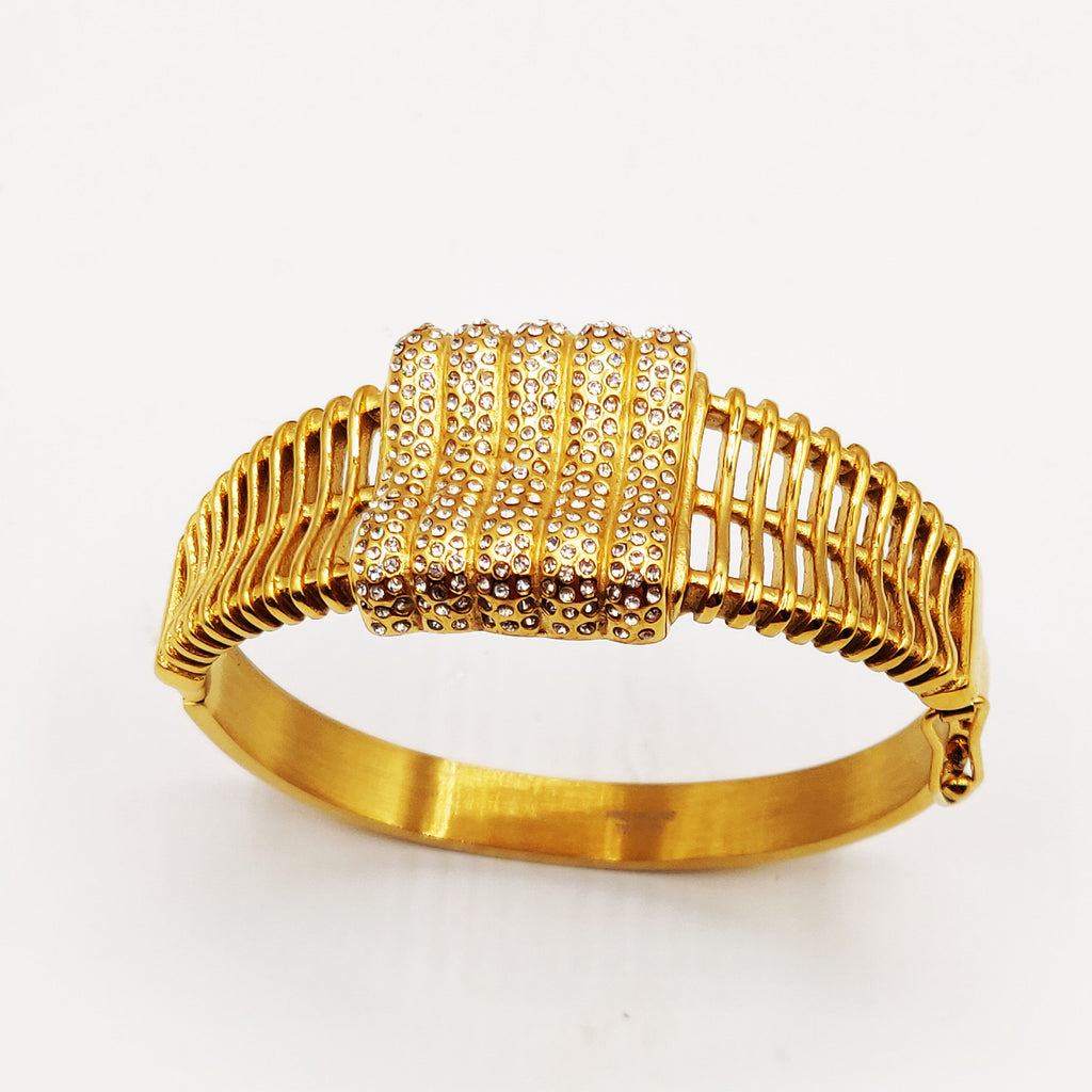 Bracelet Rigide Vague Carré Cristaux Luxe