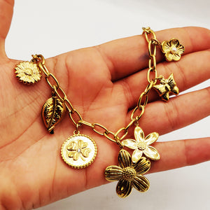 Collier Chaîne Bibelots Multi Fleurs Luxe