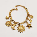 Bracelet Chaîne Bibelots Multi Soleils et Lunes Luxe