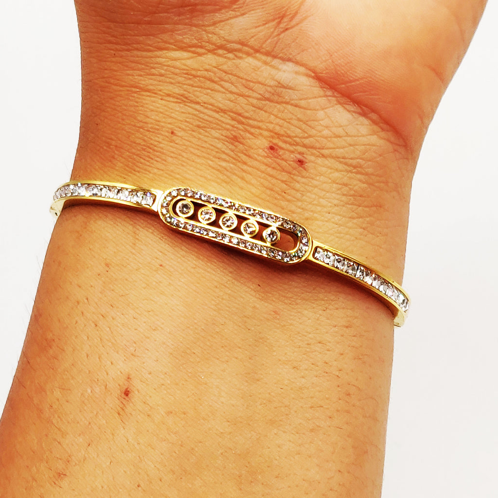 Bracelet Rigide Mexicain 5 Cristaux Luxe