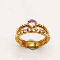 Bague Mariage Double Lignes Gros Cristal