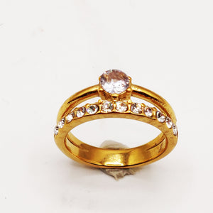 Bague Mariage Double Lignes Gros Cristal