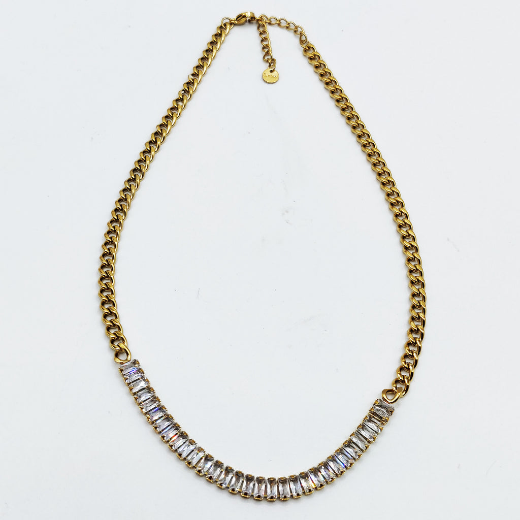 Collier Tresse Cristaux Rectangulaires Luxe