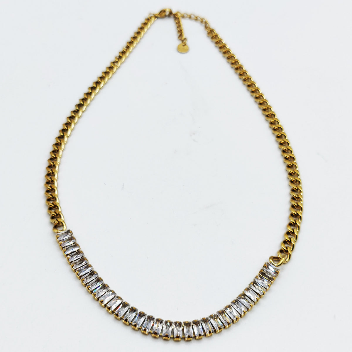 Collier Tresse Cristaux Rectangulaires Luxe