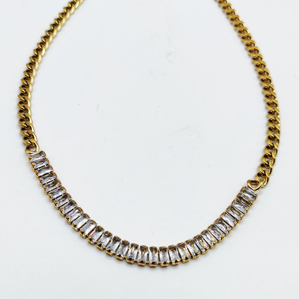 Collier Tresse Cristaux Rectangulaires Luxe
