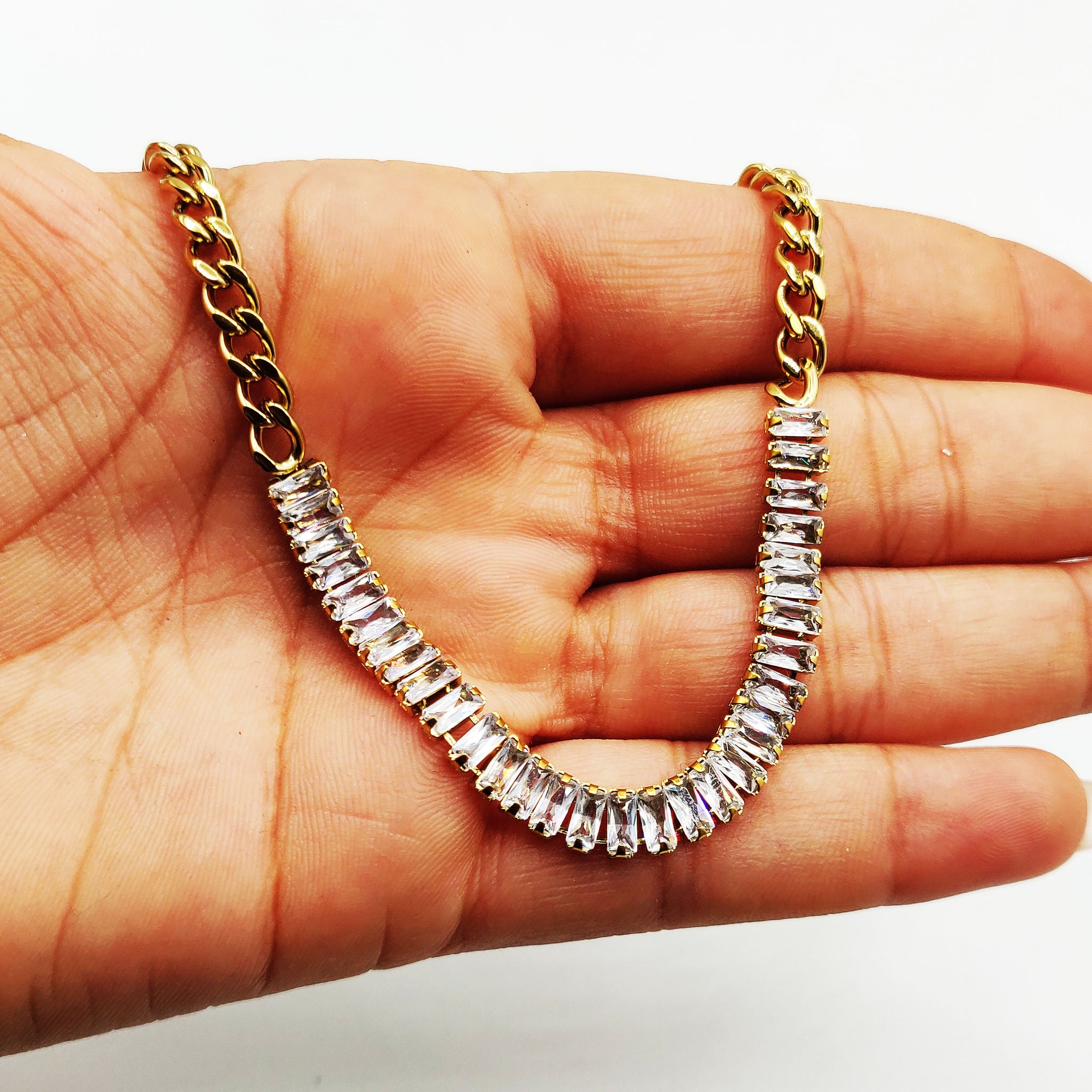 Collier Tresse Cristaux Rectangulaires Luxe