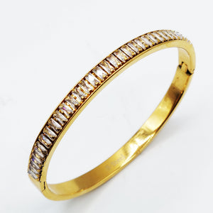 Bracelet Rigide Ligne Cristaux Rectangulaires Luxe