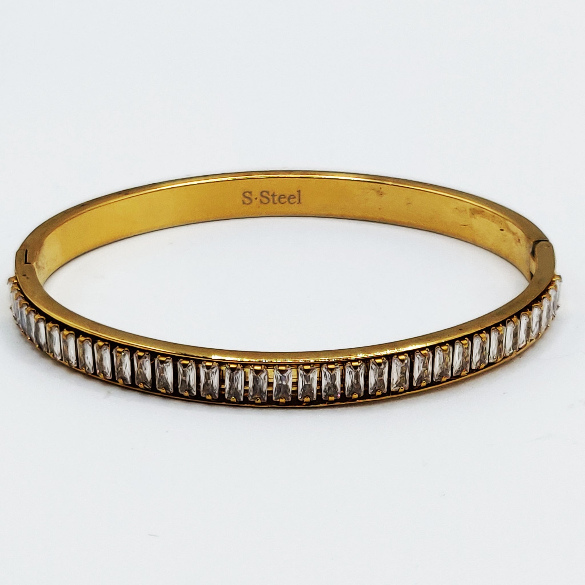 Bracelet Rigide Ligne Cristaux Rectangulaires Luxe