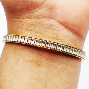 Bracelet Rigide Ligne Cristaux Rectangulaires Luxe