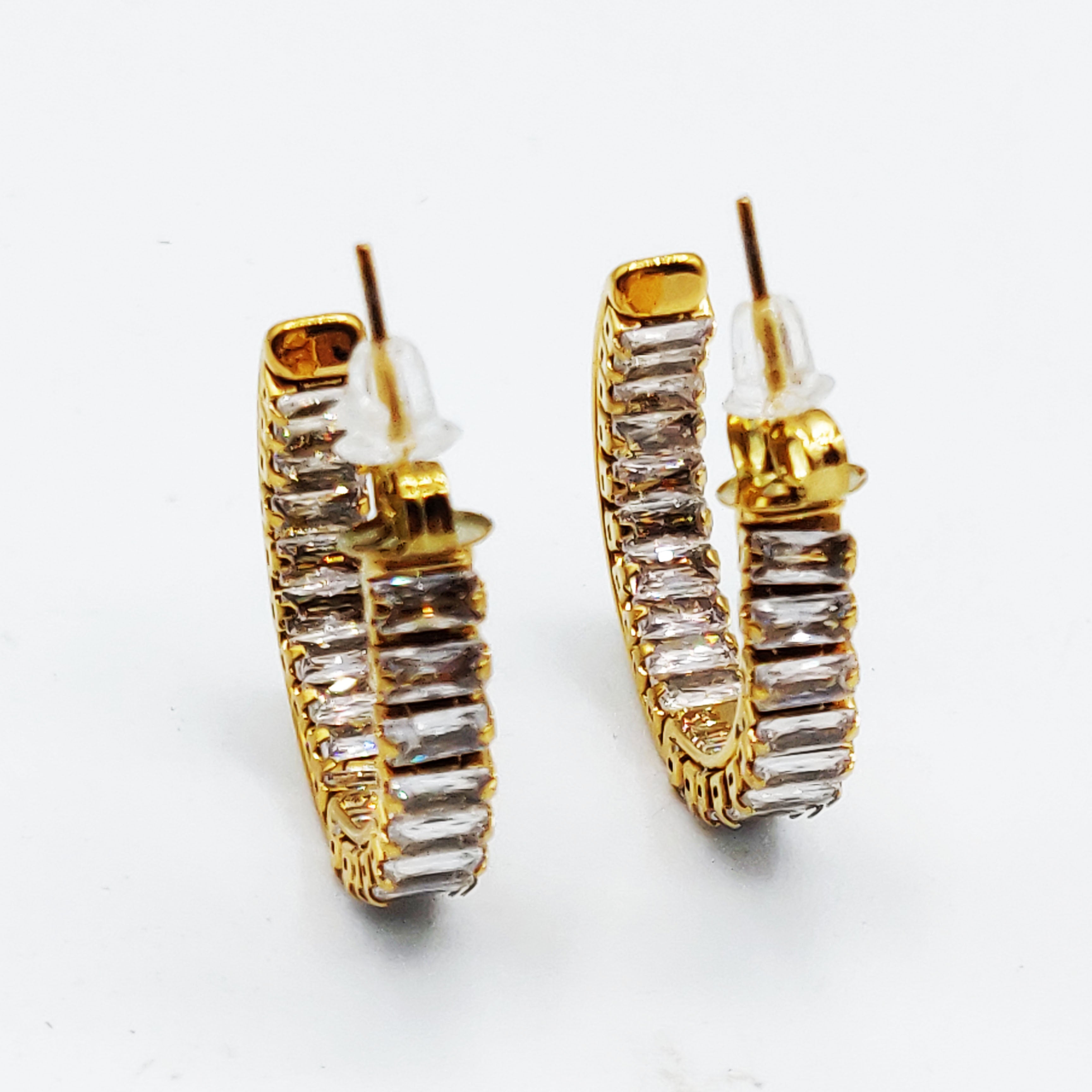 Boucles d'oreilles Créoles Cristaux Rectangulaires Luxe