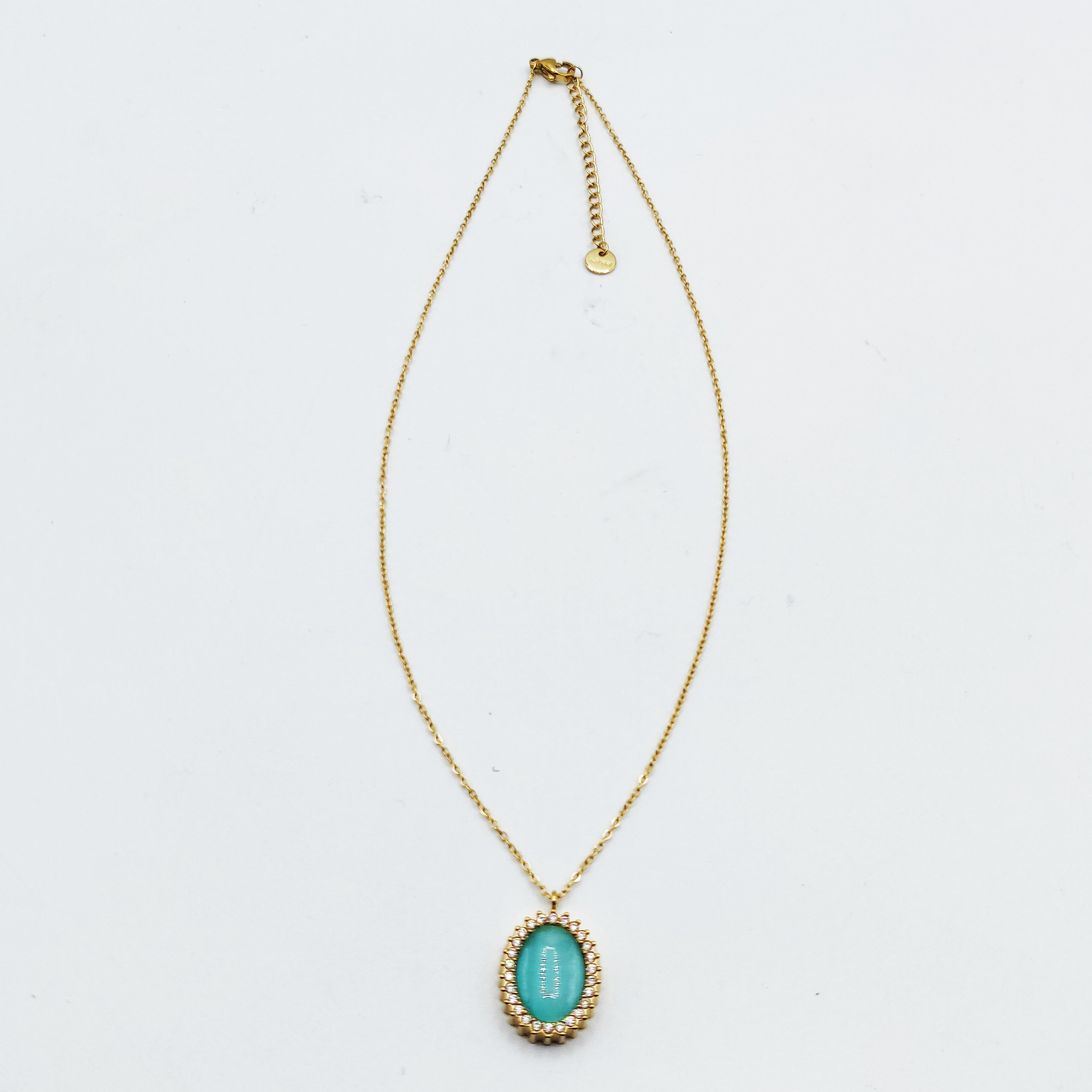 Collier Ovale Bleu Tour Cristaux