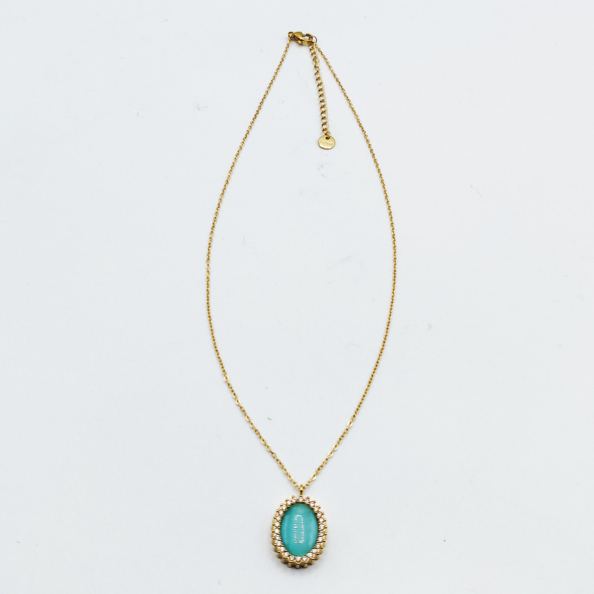 Collier Ovale Bleu Tour Cristaux