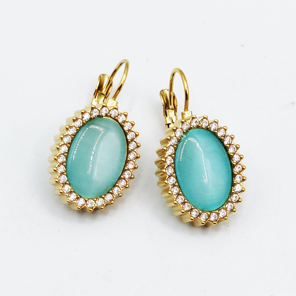 Boucles d'oreilles Ovale Bleu Tour Cristaux