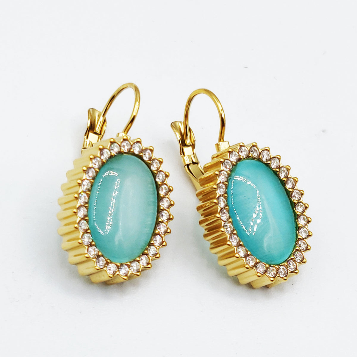 Boucles d'oreilles Ovale Bleu Tour Cristaux