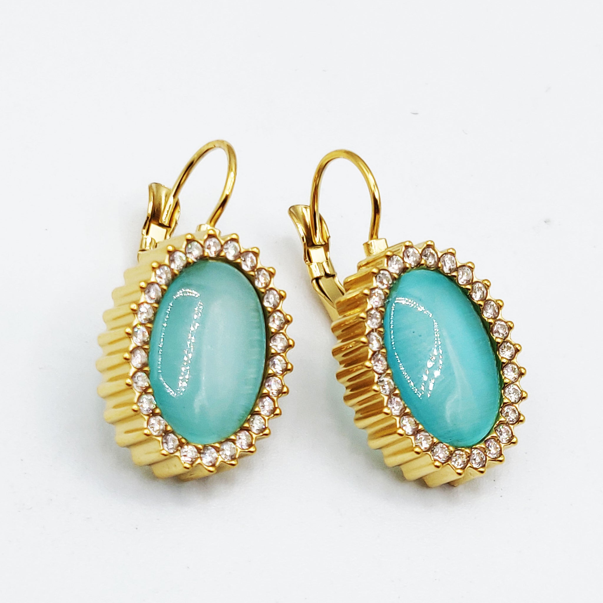 Boucles d'oreilles Ovale Bleu Tour Cristaux