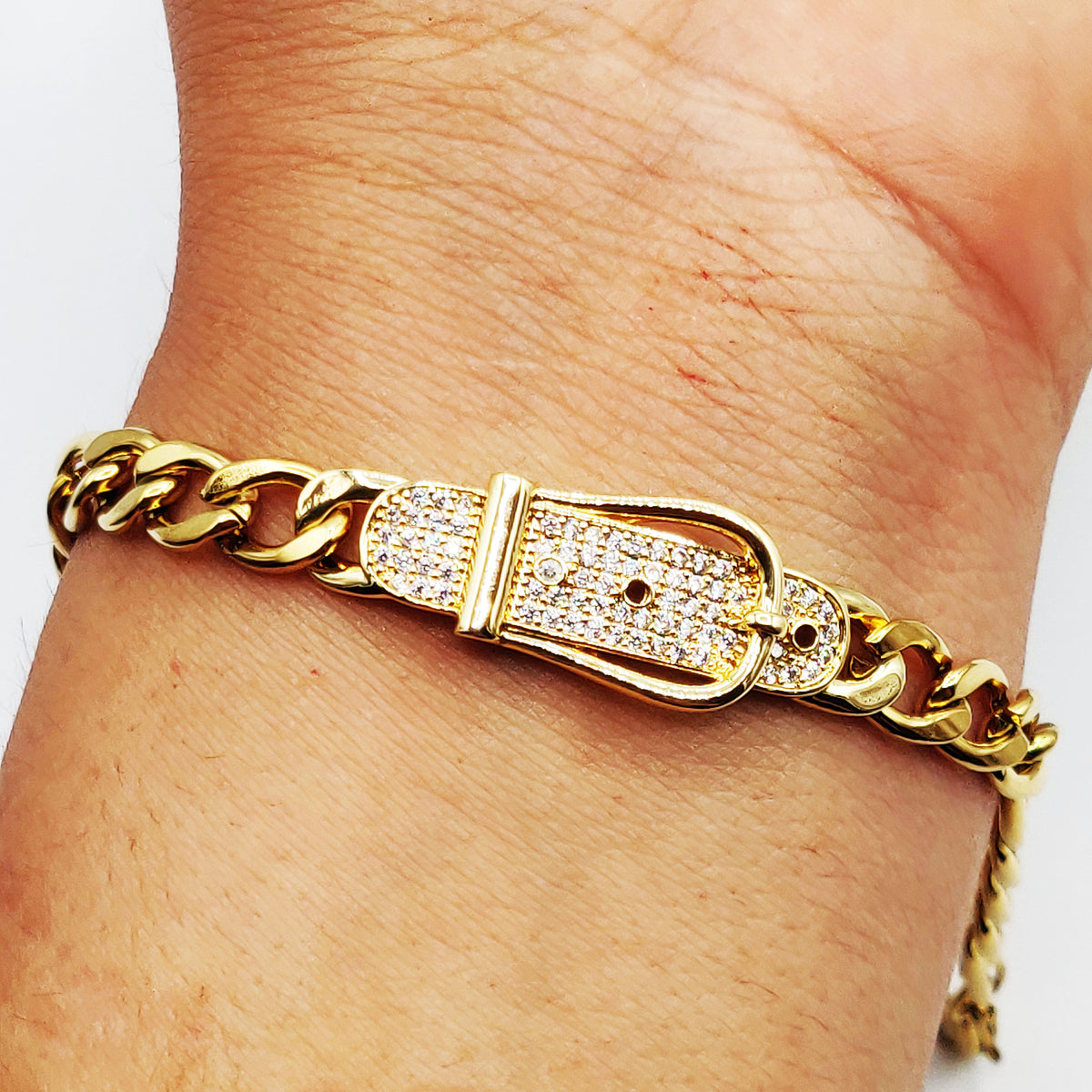 Bracelet Tresse Boucle Ceinture Cristaux Luxe