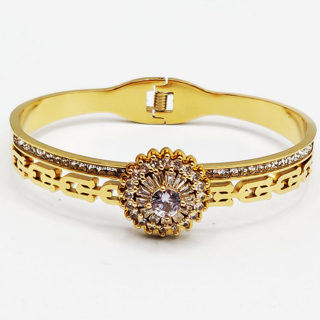Bracelet Rigide T Luxe Triple Cercles de Cristaux
