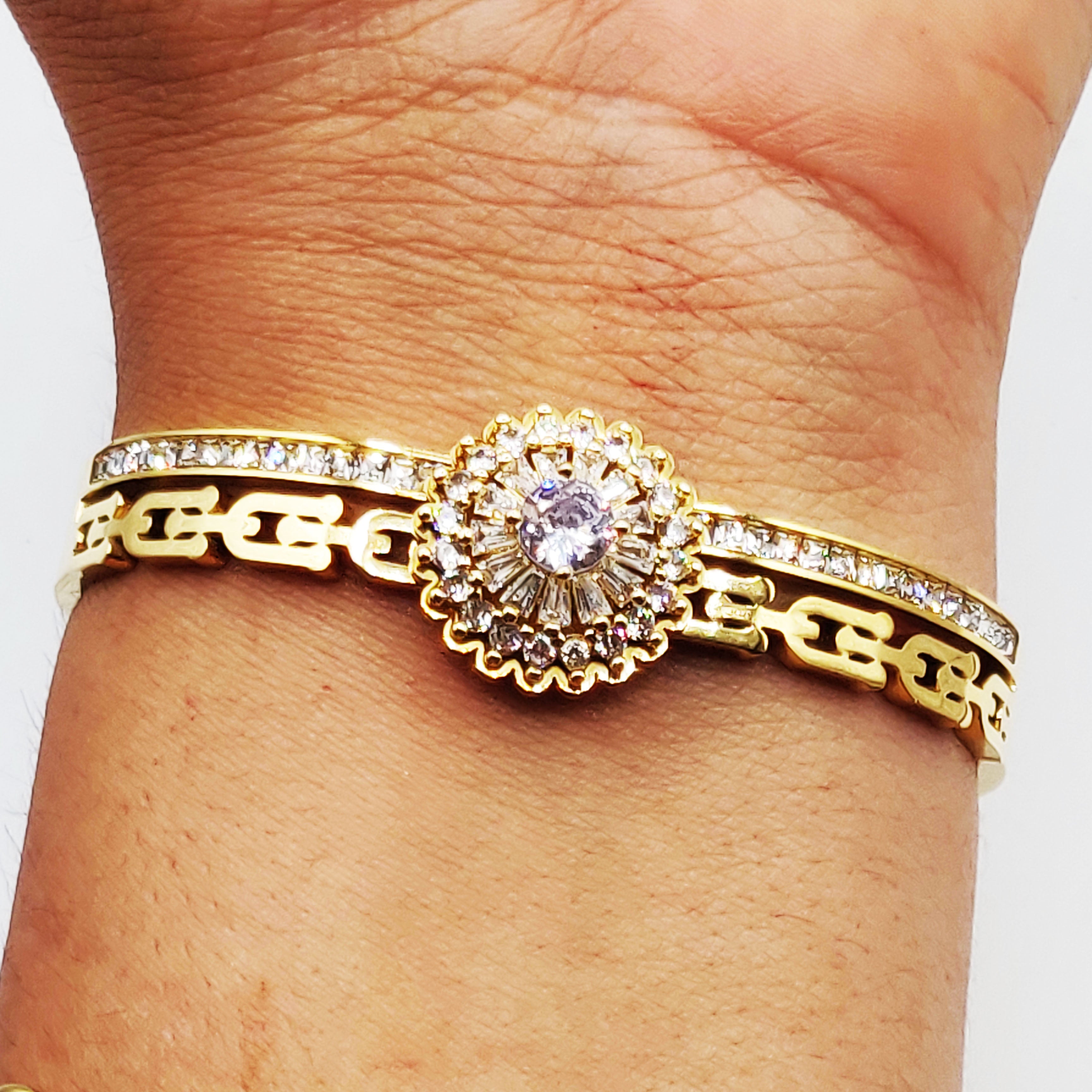 Bracelet Rigide T Luxe Triple Cercles de Cristaux
