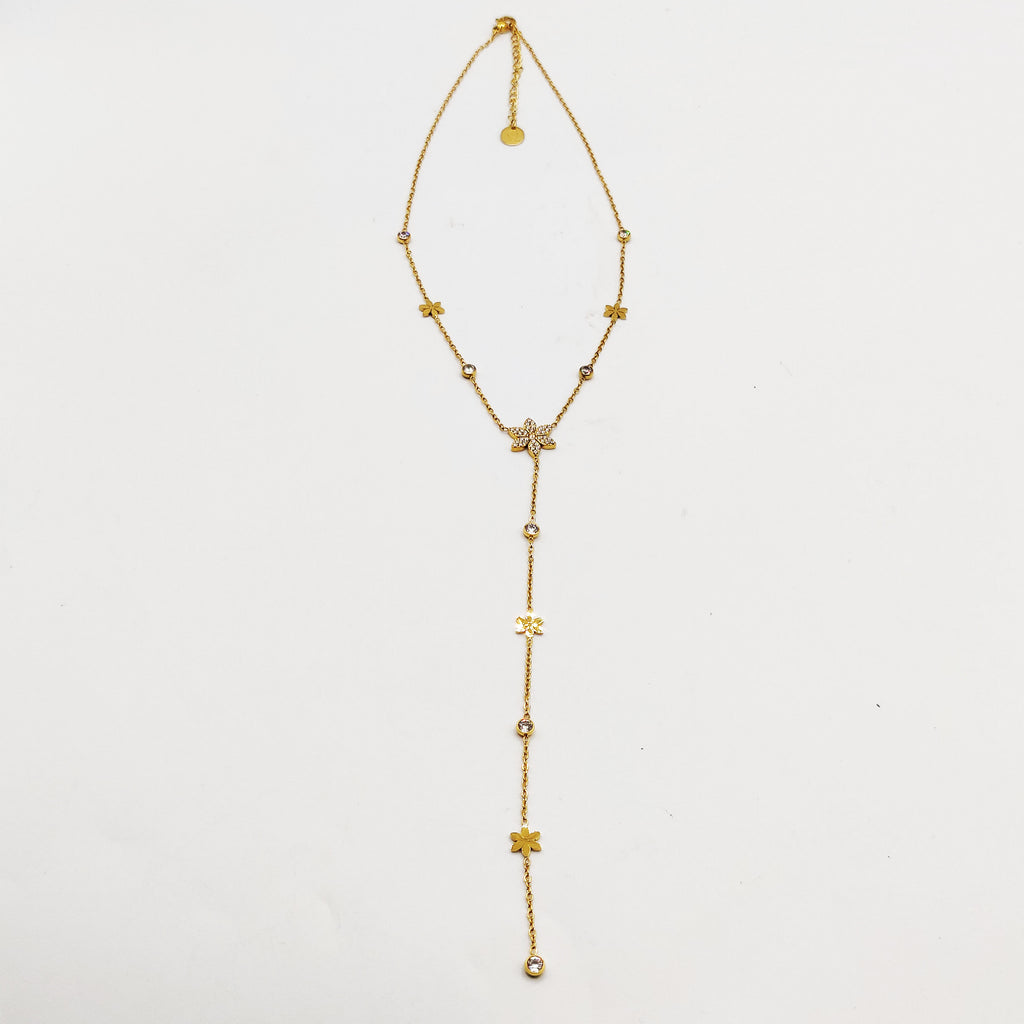 Collier Multi Fleurs et Cristaux Descendant