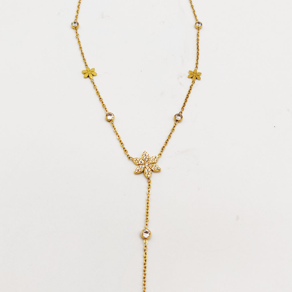 Collier Multi Fleurs et Cristaux Descendant