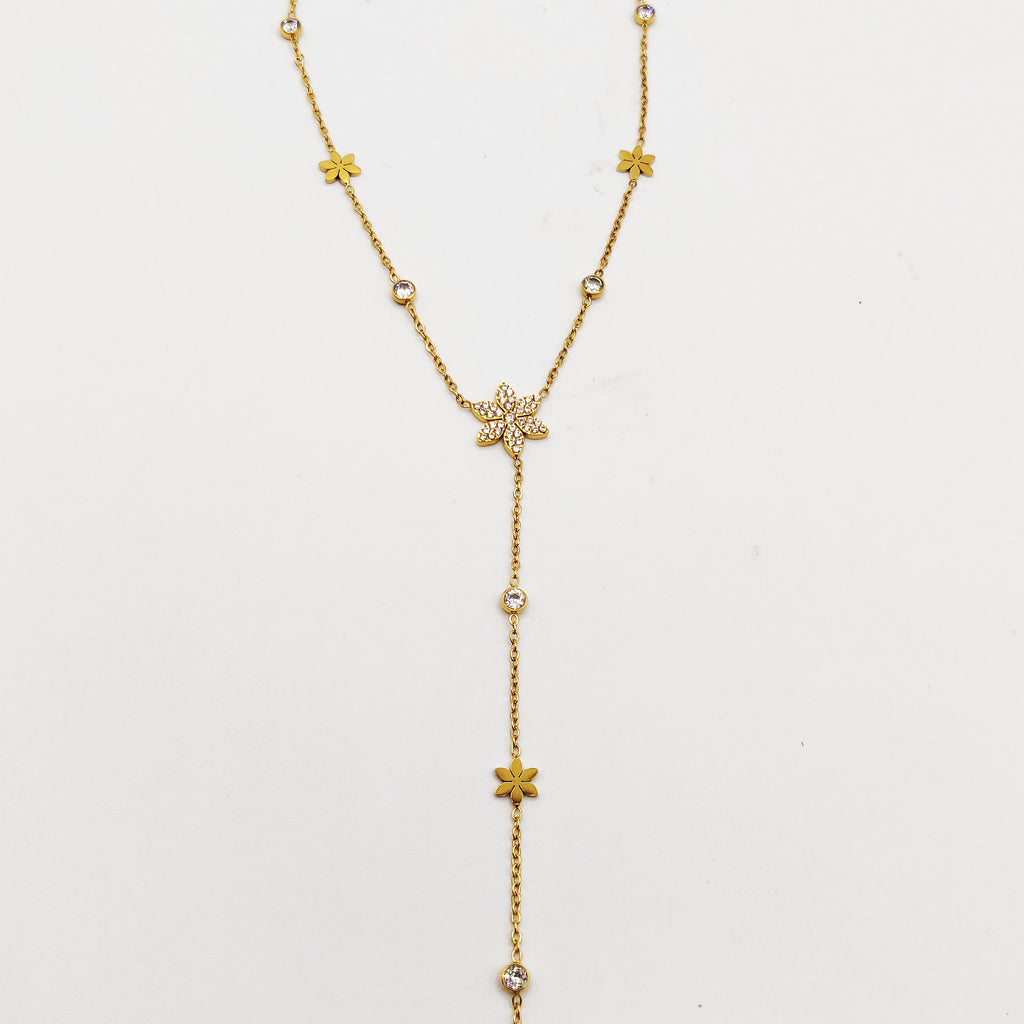 Collier Multi Fleurs et Cristaux Descendant